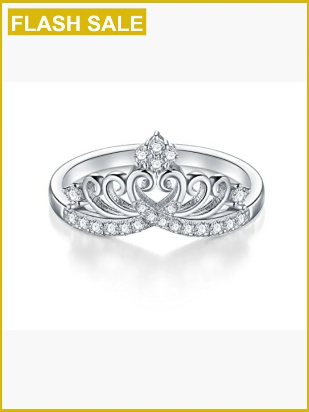 Crown Tiara Wedding Eternity Ring - Cubic Zirconia Platting Over 925 Sterling